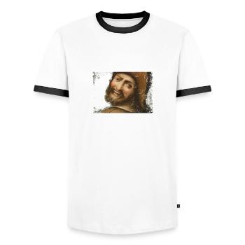 Schönheit kommt von Bier - Männer Kontrast-T-Shirt - Weiß/Schwarz - Vorne - AI Model Female 172 light (172cm) & AI Model Male 178 dark (178cm)