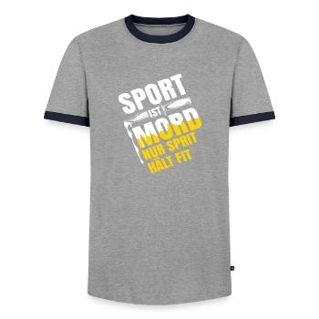 Sport ist mord nur sprit hält fit - Männer Kontrast-T-Shirt - Grau/Navy  - Vorne - AI Model Female 172 light (172cm) & AI Model Male 178 light (178cm)