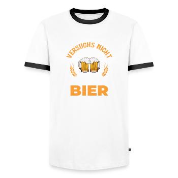 Versuchs nicht recht zu machen du bist kein Bier - Männer Kontrast-T-Shirt - Weiß/Schwarz - Vorne - AI Model Female 172 light (172cm) & AI Model Male 178 dark (178cm)
