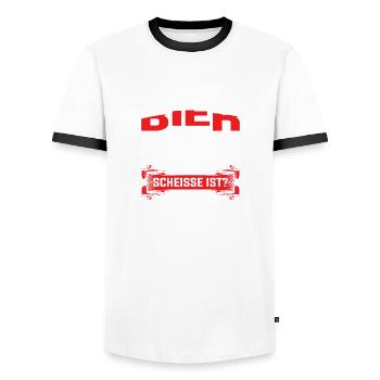Was an Bier scheisse ist garnichts - Männer Kontrast-T-Shirt - Weiß/Schwarz - Vorne - AI Model Female 172 light (172cm) & AI Model Male 178 dark (178cm)