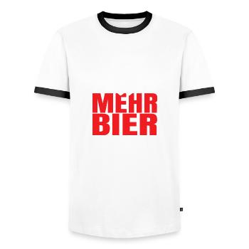 Weniger arbeiten mehr Bier - Männer Kontrast-T-Shirt - Weiß/Schwarz - Vorne - AI Model Female 172 light (172cm) & AI Model Male 178 dark (178cm)