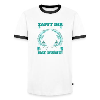 Zapft ihr narren die Königin hat durst - Männer Kontrast-T-Shirt - Weiß/Schwarz - Vorne - AI Model Female 172 light (172cm) & AI Model Male 178 dark (178cm)