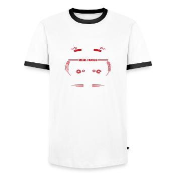 Alles was mich Interessiert ist mein Auto und Bier - Männer Kontrast-T-Shirt - Weiß/Schwarz - Vorne - AI Model Female 172 light (172cm) & AI Model Male 178 dark (178cm)