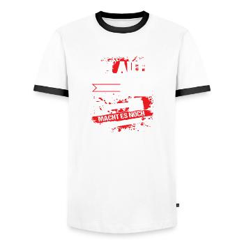 Am auto schrauben ist geil Bier machts noch geiler - Männer Kontrast-T-Shirt - Weiß/Schwarz - Vorne - AI Model Female 172 light (172cm) & AI Model Male 178 dark (178cm)