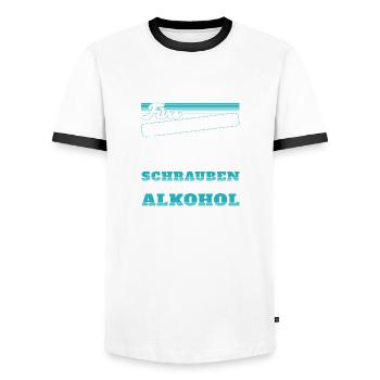 Vorhersage fürs wochenende schrauber und alkohol - Männer Kontrast-T-Shirt - Weiß/Schwarz - Vorne - AI Model Female 172 light (172cm) & AI Model Male 178 dark (178cm)