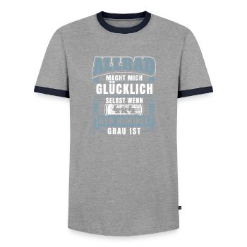 Allrad macht mich glücklich - Männer Kontrast-T-Shirt - Grau/Navy  - Vorne - AI Model Female 172 light (172cm) & AI Model Male 178 light (178cm)