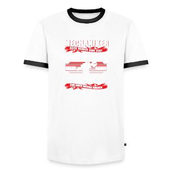 Mechaniker Diese Narben sind echt Verdient - Männer Kontrast-T-Shirt - Weiß/Schwarz - Vorne - AI Model Female 172 light (172cm) & AI Model Male 178 dark (178cm)