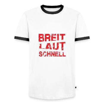 Feinstaub Terrorist Breit Laut Schnell - Männer Kontrast-T-Shirt - Weiß/Schwarz - Vorne - AI Model Female 172 light (172cm) & AI Model Male 178 dark (178cm)