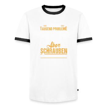 Ich habe tausend probleme aber schrauben löst alle - Männer Kontrast-T-Shirt - Weiß/Schwarz - Vorne - AI Model Female 172 light (172cm) & AI Model Male 178 dark (178cm)