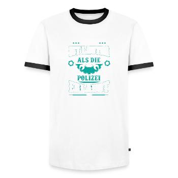 Mein Auto ist lauter als die Polizei erlaubt - Männer Kontrast-T-Shirt - Weiß/Schwarz - Vorne - AI Model Female 172 light (172cm) & AI Model Male 178 dark (178cm)