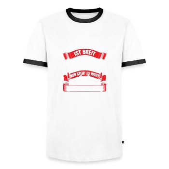 Mein Auto ist Breit und Tief - Männer Kontrast-T-Shirt - Weiß/Schwarz - Vorne - AI Model Female 172 light (172cm) & AI Model Male 178 dark (178cm)