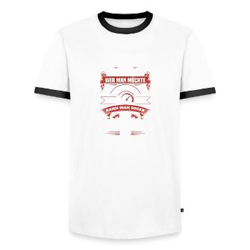 Mit noch etwas mehr mut kann man sogar Tuner sein - Männer Kontrast-T-Shirt - Weiß/Schwarz - Vorne - AI Model Female 172 light (172cm) & AI Model Male 178 dark (178cm)