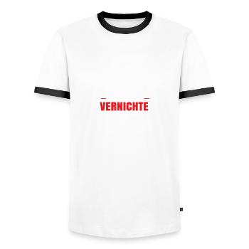 Ene mene miste ich sauge und vernichte - Männer Kontrast-T-Shirt - Weiß/Schwarz - Vorne - AI Model Female 172 light (172cm) & AI Model Male 178 dark (178cm)
