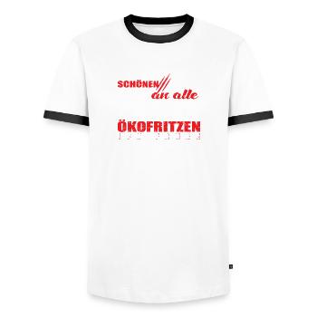 Schönen Gruß an alle ich fahre 5 Zylinder turbo - Männer Kontrast-T-Shirt - Weiß/Schwarz - Vorne - AI Model Female 172 light (172cm) & AI Model Male 178 dark (178cm)