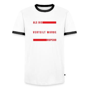 Als Geduld verteilt wurde stand ich Hupend im Stau - Männer Kontrast-T-Shirt - Weiß/Schwarz - Vorne - AI Model Female 172 light (172cm) & AI Model Male 178 dark (178cm)