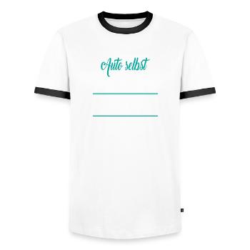 Auto selbst Finanziert ohne papi ohne kredit - Männer Kontrast-T-Shirt - Weiß/Schwarz - Vorne - AI Model Female 172 light (172cm) & AI Model Male 178 dark (178cm)