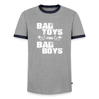 Bad Toys for Bad Boys - Männer Kontrast-T-Shirt - Grau/Navy  - Vorne - AI Model Female 172 light (172cm) & AI Model Male 178 light (178cm)