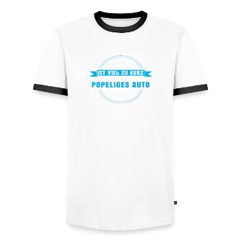 Das Leben ist zu kurz um Popeliges Auto zu fahren - Männer Kontrast-T-Shirt - Weiß/Schwarz - Vorne - AI Model Female 172 light (172cm) & AI Model Male 178 dark (178cm)