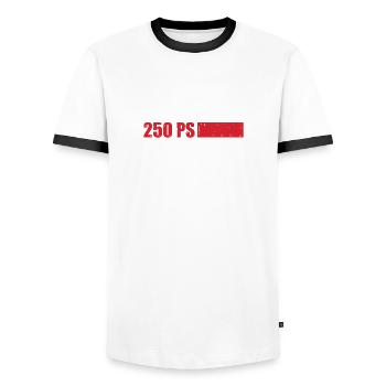 Der hat über 250 ps man gönnt sich ja sonst nichts - Männer Kontrast-T-Shirt - Weiß/Schwarz - Vorne - AI Model Female 172 light (172cm) & AI Model Male 178 dark (178cm)