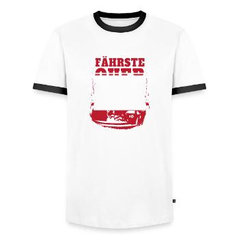 Fährste Quer siehste mehr - Männer Kontrast-T-Shirt - Weiß/Schwarz - Vorne - AI Model Female 172 light (172cm) & AI Model Male 178 dark (178cm)