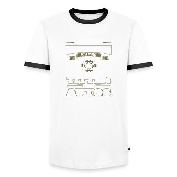 Ich bin ein einfacher Mann ich mag Titten Autos - Männer Kontrast-T-Shirt - Weiß/Schwarz - Vorne - AI Model Female 172 light (172cm) & AI Model Male 178 dark (178cm)