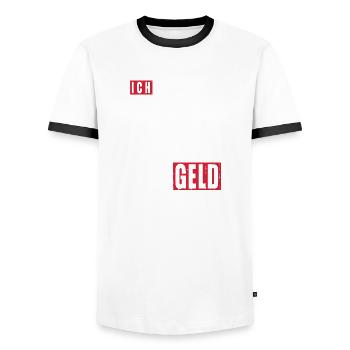 Ich liebe mein Auto natürlich habe ich kein Geld - Männer Kontrast-T-Shirt - Weiß/Schwarz - Vorne - AI Model Female 172 light (172cm) & AI Model Male 178 dark (178cm)