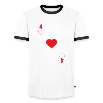 Ace Card Heart Happiness Love Gift Joy - Men's Ringer Shirt - white/black - Front - AI Model Female 172 light (172cm) & AI Model Male 178 dark (178cm)