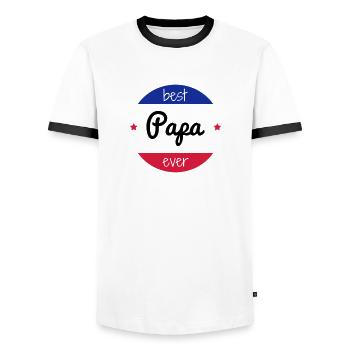 Dad Daddy Papa Vati Vater Father's Day Baby - Men's Ringer Shirt - white/black - Front - AI Model Female 172 light (172cm) & AI Model Male 178 dark (178cm)