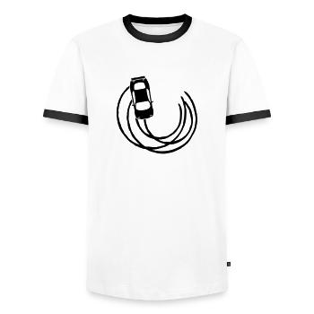 cercle courbe frein à la dérive voiture de sport v - T-shirt contrasté Homme - blanc/noir - Devant - AI Model Female 172 light (172cm) & AI Model Male 178 dark (178cm)