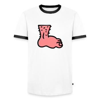 Fuß - Männer Kontrast-T-Shirt - Weiß/Schwarz - Vorne - AI Model Female 172 light (172cm) & AI Model Male 178 dark (178cm)