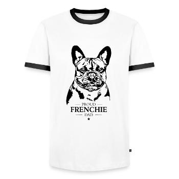 Frenchie Papa Chien Chien Bouledogue Français Wilsigns - T-shirt contrasté Homme - blanc/noir - Devant - AI Model Female 172 light (172cm) & AI Model Male 178 dark (178cm)