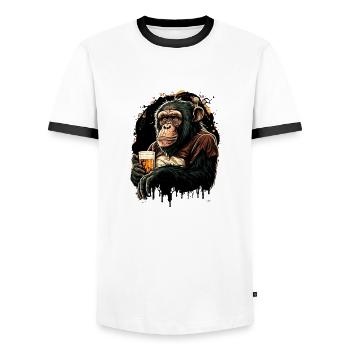 Bière fraîche Chimpanzé - T-shirt contrasté Homme - blanc/noir - Devant - AI Model Female 172 light (172cm) & AI Model Male 178 dark (178cm)