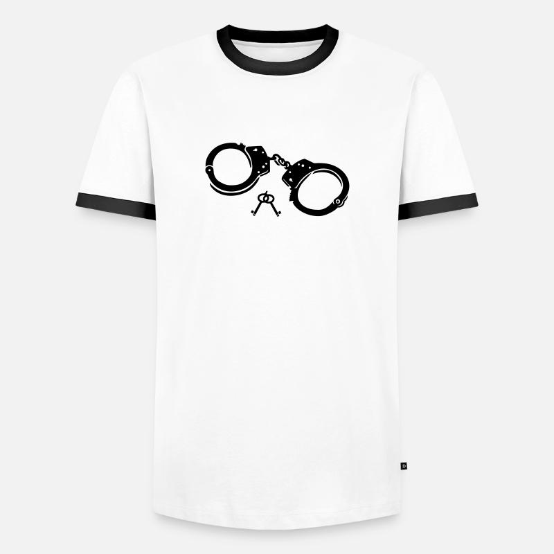 Handcuffs - Men's Ringer Shirt - white/black