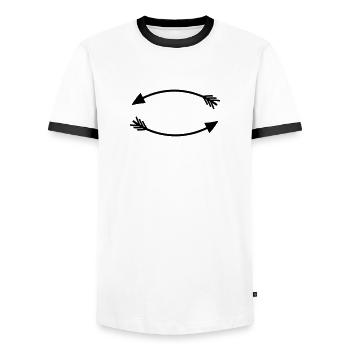 Two arrows - Men's Ringer Shirt - white/black - Front - AI Model Female 172 light (172cm) & AI Model Male 178 dark (178cm)