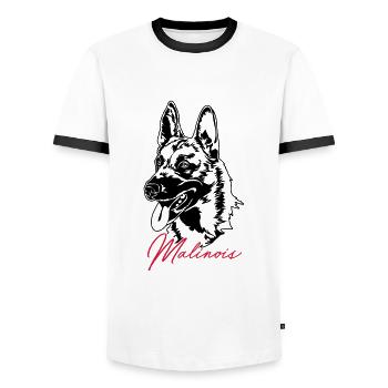 Malinois Hund Hunde Hundesport Wilsigns IGP - Männer Kontrast-T-Shirt - Weiß/Schwarz - Vorne - AI Model Female 172 light (172cm) & AI Model Male 178 dark (178cm)