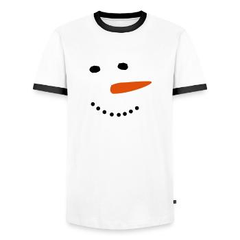 Snowman Winter Christmas - Men's Ringer Shirt - white/black - Front - AI Model Female 172 light (172cm) & AI Model Male 178 dark (178cm)