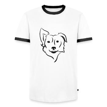 Border Collie Silhouette - Männer Kontrast-T-Shirt - Weiß/Schwarz - Vorne - AI Model Female 172 light (172cm) & AI Model Male 178 dark (178cm)