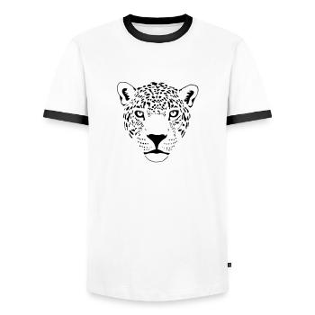 cougar cat panther leopard cheetah - Men's Ringer Shirt - white/black - Front - AI Model Female 172 light (172cm) & AI Model Male 178 dark (178cm)