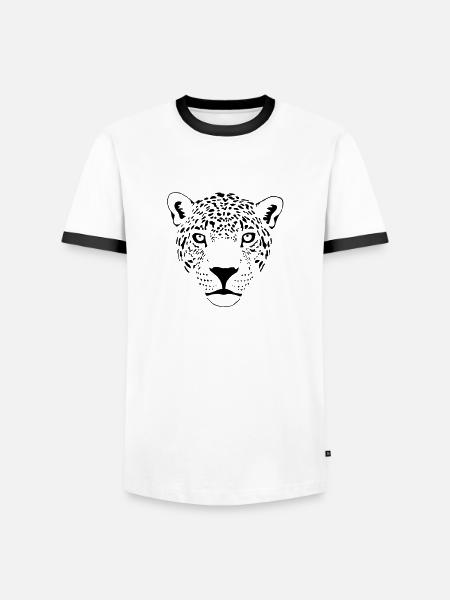 cougar cat panther leopard cheetah - Men's Ringer Shirt - white/black
