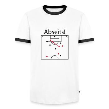 Offside Statement - Men's Ringer Shirt - white/black - Front - AI Model Female 172 light (172cm) & AI Model Male 178 dark (178cm)