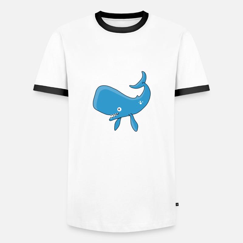 Kleiner blauer Wal - Männer Kontrast-T-Shirt - Weiß/Schwarz