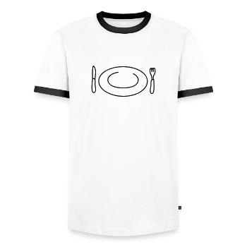 Hungry - T-shirt contrasté Homme - blanc/noir - Devant - AI Model Female 172 light (172cm) & AI Model Male 178 dark (178cm)