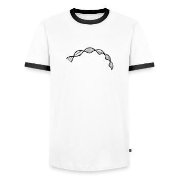 DNA double helix structure cell sequence - Men's Ringer Shirt - white/black - Front - AI Model Female 172 light (172cm) & AI Model Male 178 dark (178cm)