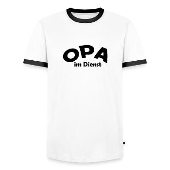 opa im dienst - Männer Kontrast-T-Shirt - Weiß/Schwarz - Vorne - AI Model Female 172 light (172cm) & AI Model Male 178 dark (178cm)