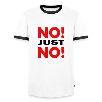 NoJustNo - T-shirt contrasté Homme - blanc/noir - Devant - AI Model Female 172 light (172cm) & AI Model Male 178 dark (178cm)