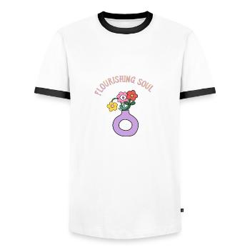 Blooming Beauty - Colorful Bouquet - Men's Ringer Shirt - white/black - Front - AI Model Female 172 light (172cm) & AI Model Male 178 dark (178cm)