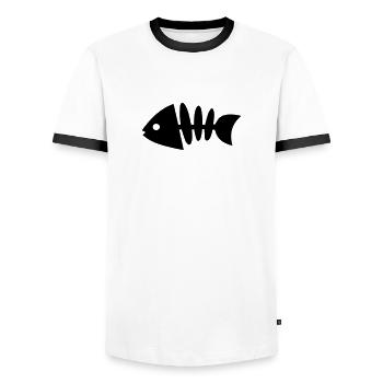 poisson - T-shirt contrasté Homme - blanc/noir - Devant - AI Model Female 172 light (172cm) & AI Model Male 178 dark (178cm)