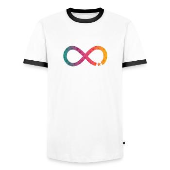 Infinity Star arc-en-ciel - T-shirt contrasté Homme - blanc/noir - Devant - AI Model Female 172 light (172cm) & AI Model Male 178 dark (178cm)