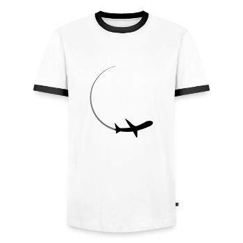 courbe logo cercle rond ligne avion avion mouche p - T-shirt contrasté Homme - blanc/noir - Devant - AI Model Female 172 light (172cm) & AI Model Male 178 dark (178cm)