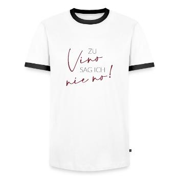 Zu Vino sag ich nie no! - Männer Kontrast-T-Shirt - Weiß/Schwarz - Vorne - AI Model Female 172 light (172cm) & AI Model Male 178 dark (178cm)
